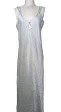 Vintage Halston Satin Jacquard Slip Dress Large Green Maxi Dress Fairy 