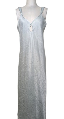 Halston, Abito vintage Halston raso jacquard slip grande verde maxi dress fata
