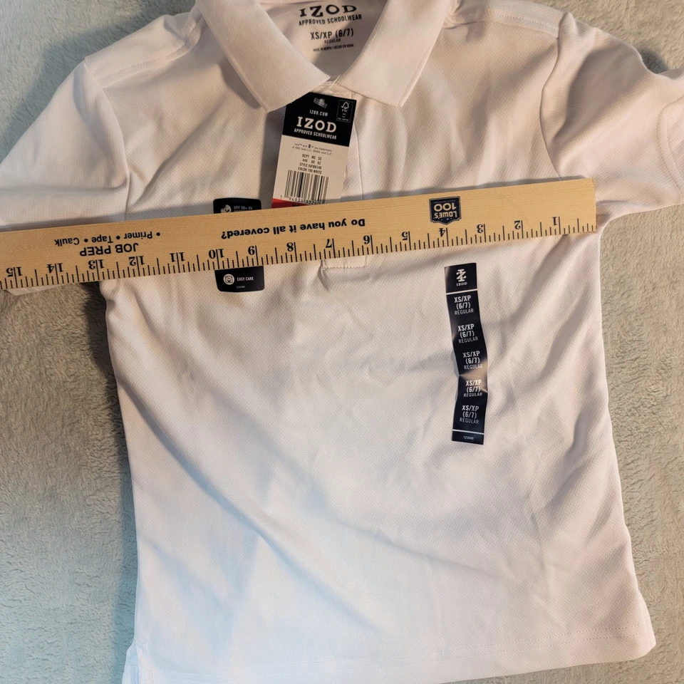 IZOD Performance Polo Niños XS 6/7 Blanco Uniforme Escolar PAQUETE DE DOS Foto 4 de 4