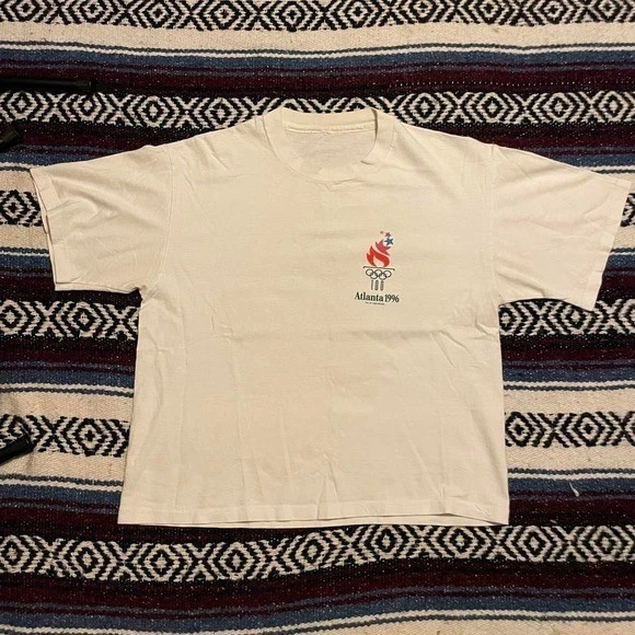 Camiseta blanca de colección firmada Shannon MacMillan 1996 Juegos Olímpicos de Atlanta banderas mundiales M Foto 4 de 4