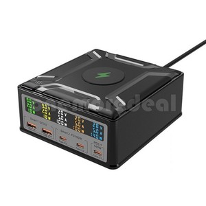 260W GaN chargeur 6-in-1 USB Chargeur sans fil pour téléphone QC 3.0 PD3.1
