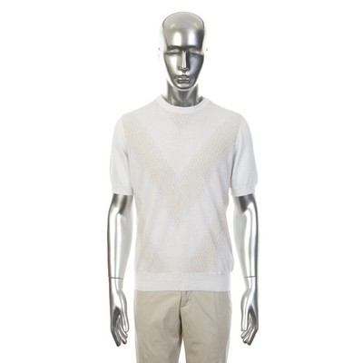 ZILLI 1190$ Beige Casual Short Sleeves  Sweater with V Pattern