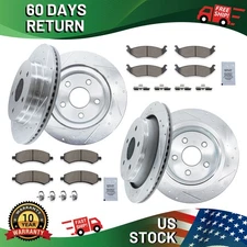 Front & Rear Disc Rotors + Brake Pads for Dodge Durango Ram 1500 Chrysler Aspen