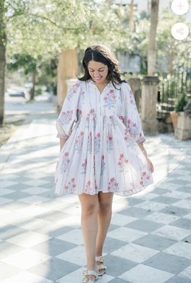 Clara The Label Camelia Floral Stripe Dress with Pink Accents