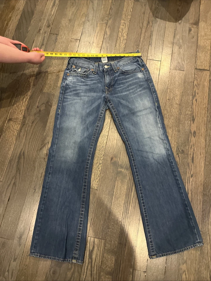 True Religion Jeans Women’s 30 Bootcut Medium Wash Yellow Stitching USA Made - Image 2 of 4