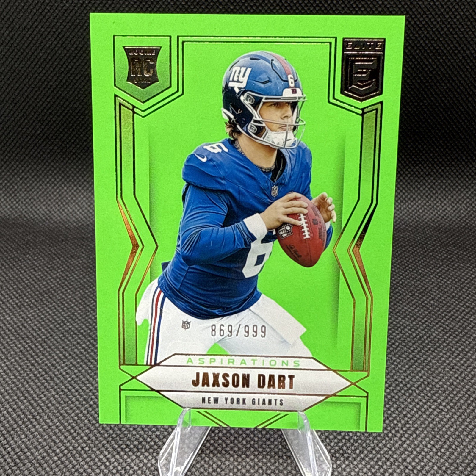 2025 Panini Donruss Elite 103 Jaxson Dart Aspirations Lime Green /999