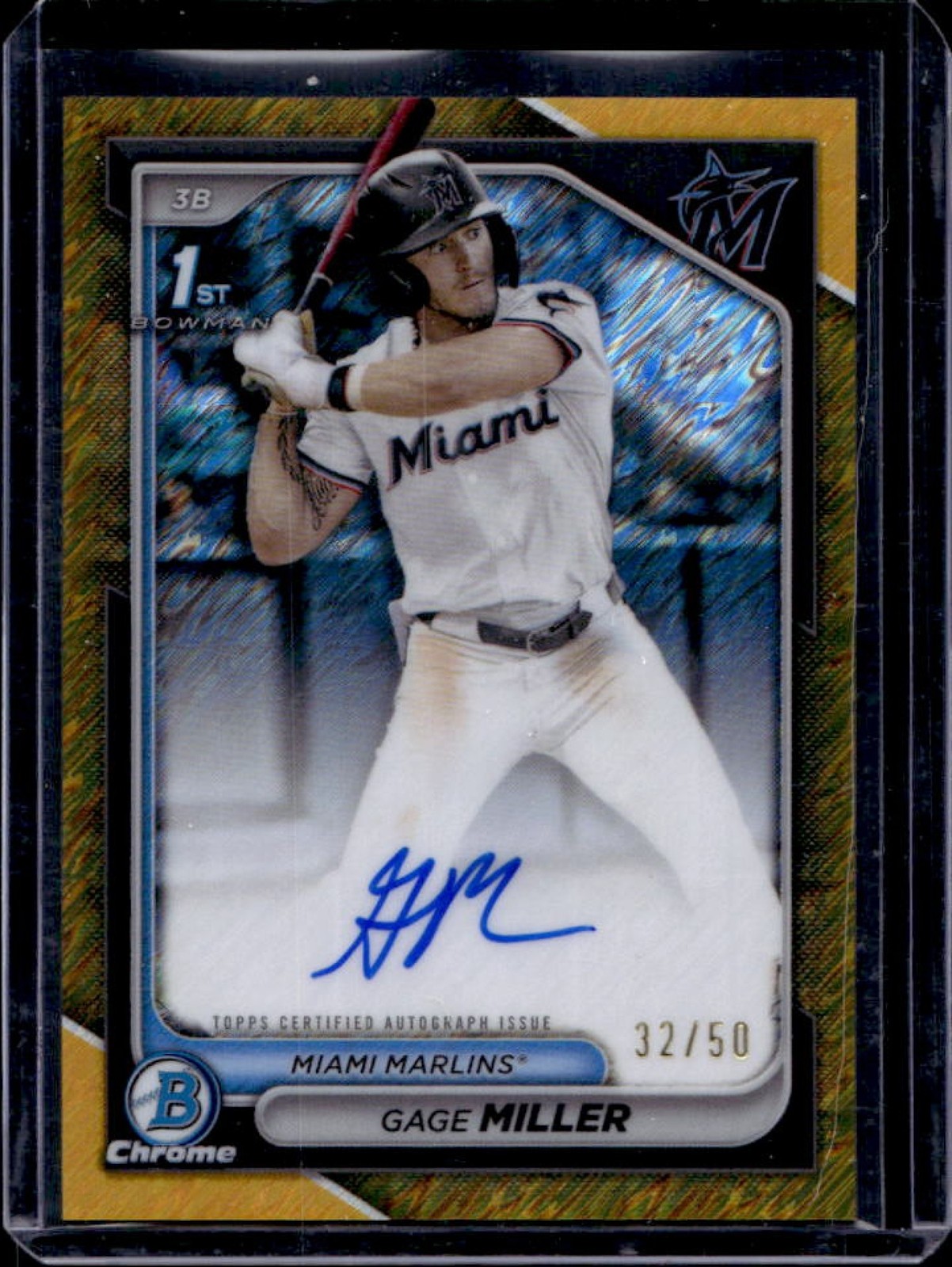 2024 Bowman Draft Gage Miller Chrome Auto Gold Shimmer Refractor 1st #32/50
