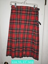Vintage Paxton Wool Tartan Skirt Size 10 27" Pleated Made in Britain