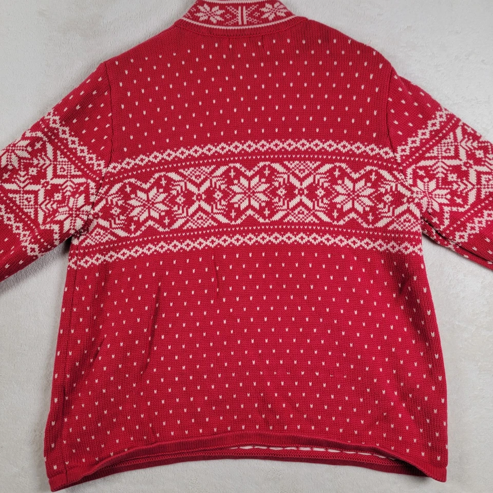 Suéter copo de nieve Lands End rojo y blanco para niños talla L 14-16 Foto 3 de 4