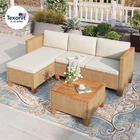 Small Patio Furniture Set, 3 Pieces Wicker Outdoor Sectional Sets,Yellow Rattan