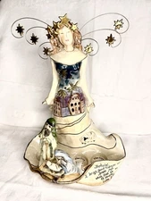 2005 Blue Sky Clayworks Large 15” Angel Nativity Heather Goldminc Tea Light New