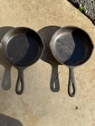 2 vintage cast iron skillets,  No. 3 Lodge & No. 3 Birmingham Stove top