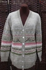 Vintage Susan Bristol Sz L Hand Embroidered Floral Cardigan Sweater Knit Wool