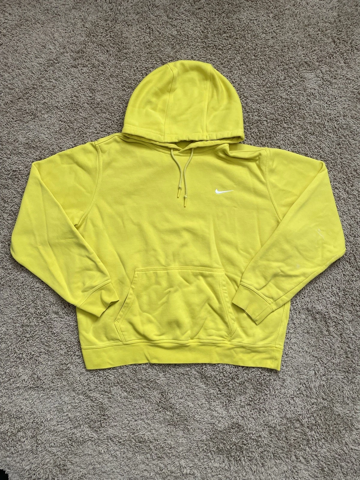 Nike Sportswear Fleece Pullover Hoodie Sweatshirt Men Size XL Yellow Swoosh