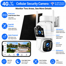4G LTE Cellular Security Camera Solar Powered Dual Lens Dual PIR PTZ Outdoor