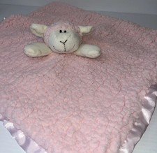 Stephan Baby Lamb Lovey Sheep Security Blanket Sherpa Plush Doll Satin Trim Pink