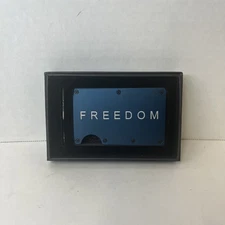 Charlie Kirk “Freedom” Metal RFID Blocking Wallet Slim Navy Blue White