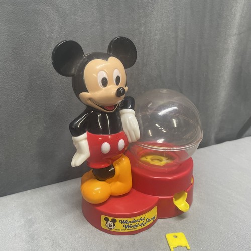 Vintage Disney Mickey Mouse Bank Gumball Machine Complete W/ Bottom & Key Works - Picture 7 of 24