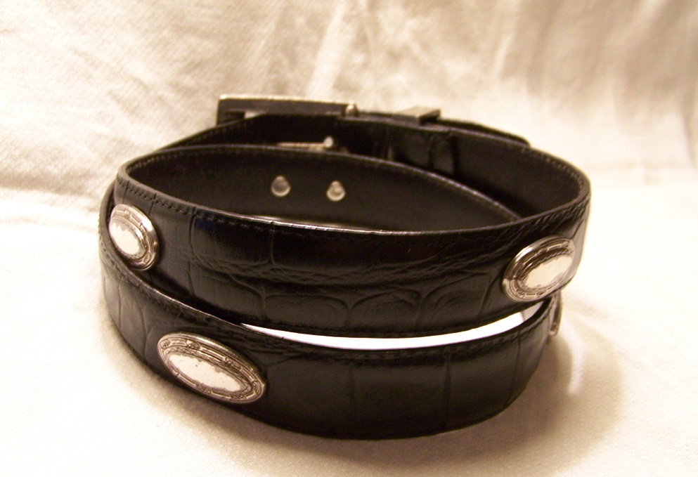 Brighton Classics Black Croc Embossed Belt Silver Medallions  display picture 1