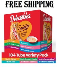 Delectables Squeeze Up Variety Pack, Creamy Squeezable Puree, Lickable Wet Cat..