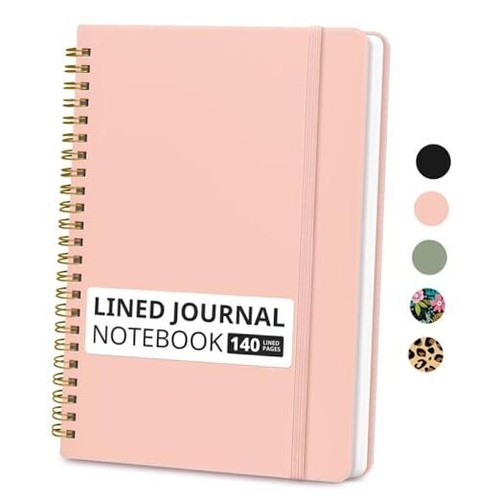Lined Spiral Journal Notebook for Women & Men, 140 Pages, College Ruled B.Pink