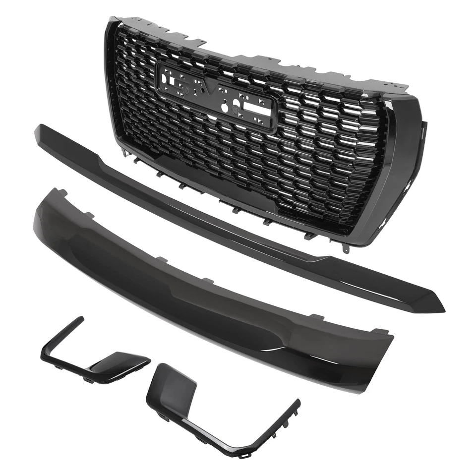 Juego de 5 piezas de molduras de capó de rejilla delantera para GMC Yukon/XL Denali 21-24 negro Foto 4 de 4