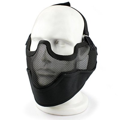 Airsoft Mask - Steel Mesh Half Face & Ear Protection V2 Guardian Skull Cosplay