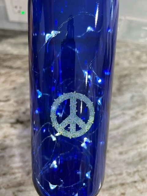 Светящаяся винная бутылка расписанная вручную знак мира пробка имеет выключатель - Изображение 3 из 4