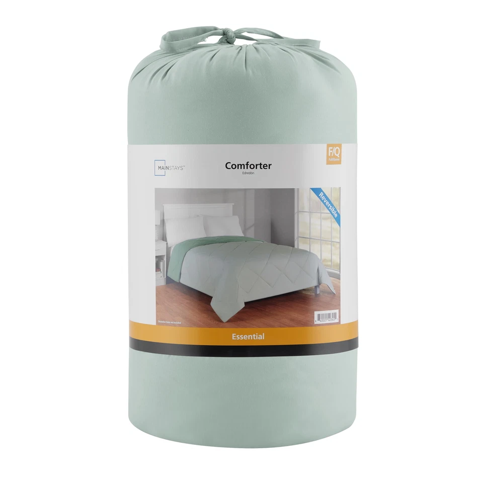 Edredón reversible de microfibra Mainstays, verde, completo/queen, adulto, todas las estaciones Foto 3 de 4