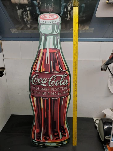Coca cola Bottle Coke Die Cut Embossed Premium Metal Tin Sign Vintage Garage 35"