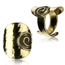 BRASS FINGER RING SPIRAL ETHNIC TRIBAL HAMMERED BRASS RINGS ADJUSTABLE ANTUQUED