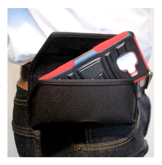 Galaxy A6- Rugged Sideways Nylon Holster Pouch, Metal Belt Clip- Turtleback Case - Image 3 of 4
