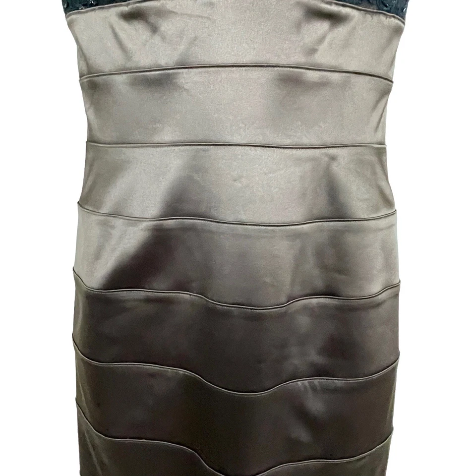 Eliza J 正式婚礼宾客 Mother of the Bride 棕色连衣裙 8 码蕾丝覆盖 — 第 4/4 张图片