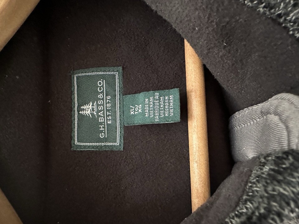 GH & Bass Co. Black Gray Jacket Coat Mens Full Zipper XL 100 Polyester