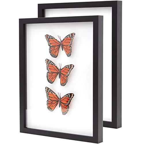 Super-Sturdy 11x14 Shadow Box Frame With Glass 2 Pk. Fill Large Wood 2pk Black