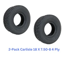 2-Pack  18x7.50-8 Carlisle Turf Saver Tire 4ply 5111021 Lawn Mower, Golf Cart