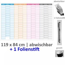 MEGA-XXXL ewiger Dauerkalender + 1 Folienstift, nass abwischbar 119 x 84 cm 