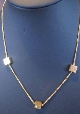 Collier Ancien Or Blanc Avec Cristaux Taillés - Déco Centrale Type Diamant - Bijou Vintage