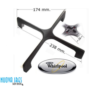 GRIGLIA CUCINA WHIRLPOOL FORNELLI GHISA A CROCE 480121104225 - PER MODELLI AKT