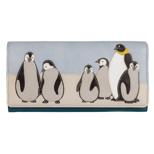 Mala Leather 3494 3 Ollie Penguin Mum & Babies Leather Purse - BNWT