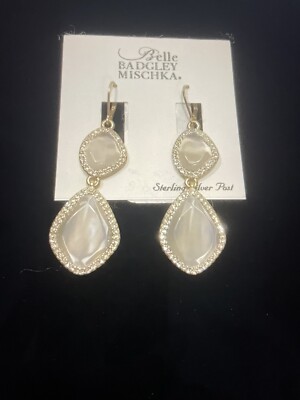 Belle Badgley Mischka Earrings￼~Clear Stones Around Large Gray Stones~NEW 