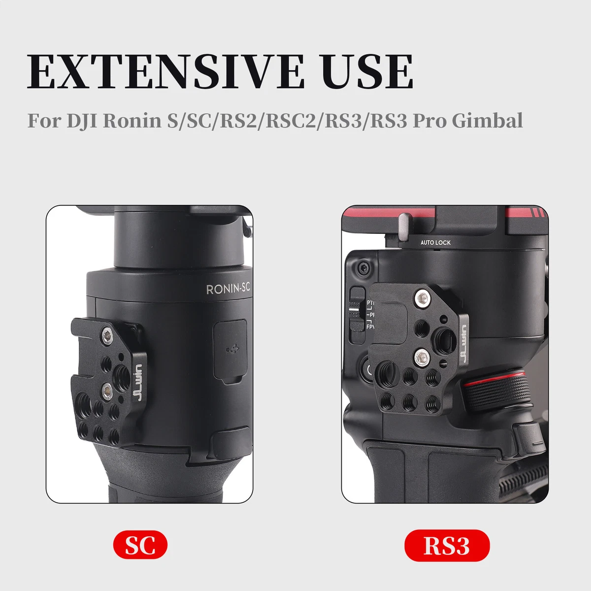 Extension Mount Plate with Cold Shoe for DJI Ronin S/SC/RS2/RSC2/RS3 PRO Gimbal