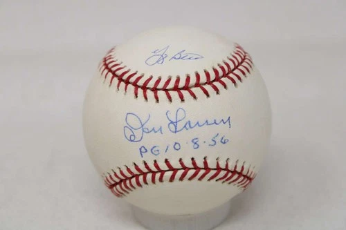 Yogi Berra Don Larsen Baseball Signed MLB Authentication Yankees PG 10-8-56