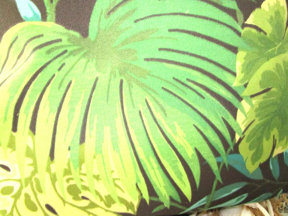 Outdoor Tropical Leaf Deck Porch pillow cover Green Brown zipper closure 16 x 16 - Image 3 of 4