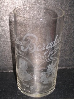 PRE Pro Prohibition Louis Bergdoll Brewing Etched Beer Glass w Bergdoll Image