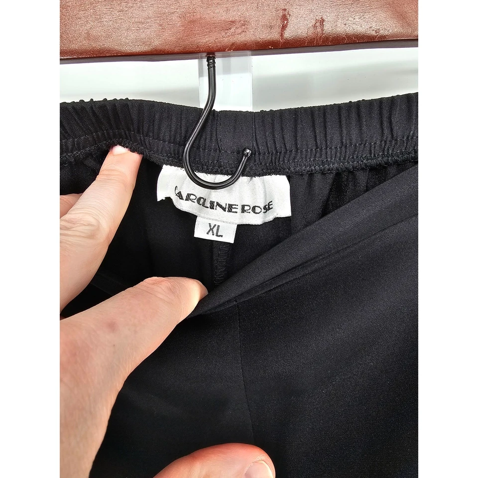 Caroline Rose Women's Black High Rise Elastic Waist Straight Silk Pant Size XL - Image 3 of 4