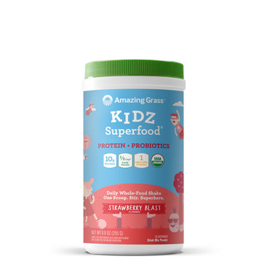 Amazing Grass Kidz Superfood Protein Probiotics Strawberry Blast 255g NEW