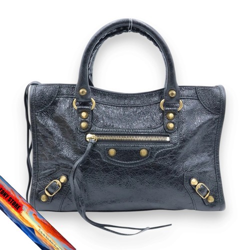 Balenciaga Le City Small 2Way Leather Shoulder Bag Black Gold Hardware