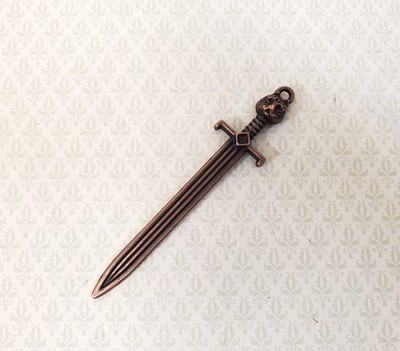 Miniature Sword Cat's Head Jaguar Metal with Bronze Finish 2 5/8'' Long