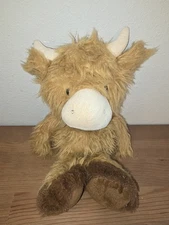 Animal Adventure Highland Cow Shaggy Plush Stuffed Animal 13” Weighted Sewn Eyes